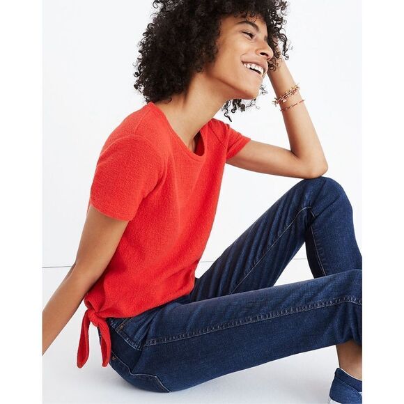 Madewell Texture & Thread Modern Side-Tie Top Red Size S - Picture 1 of 13